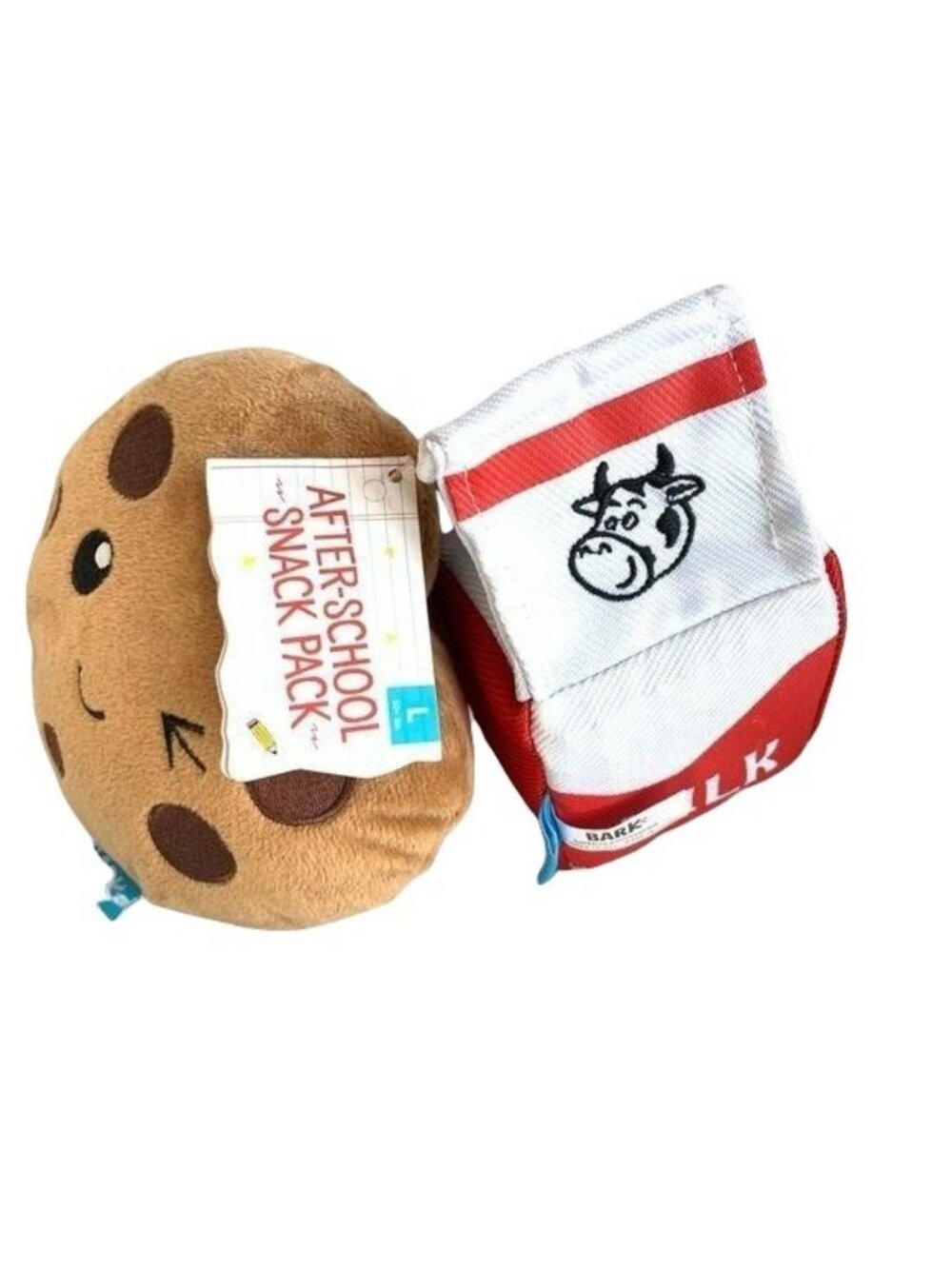 Bark Dog Chew toy Milk Coffee Set 2 Squeaker plush School Snack Pack Gift NWT